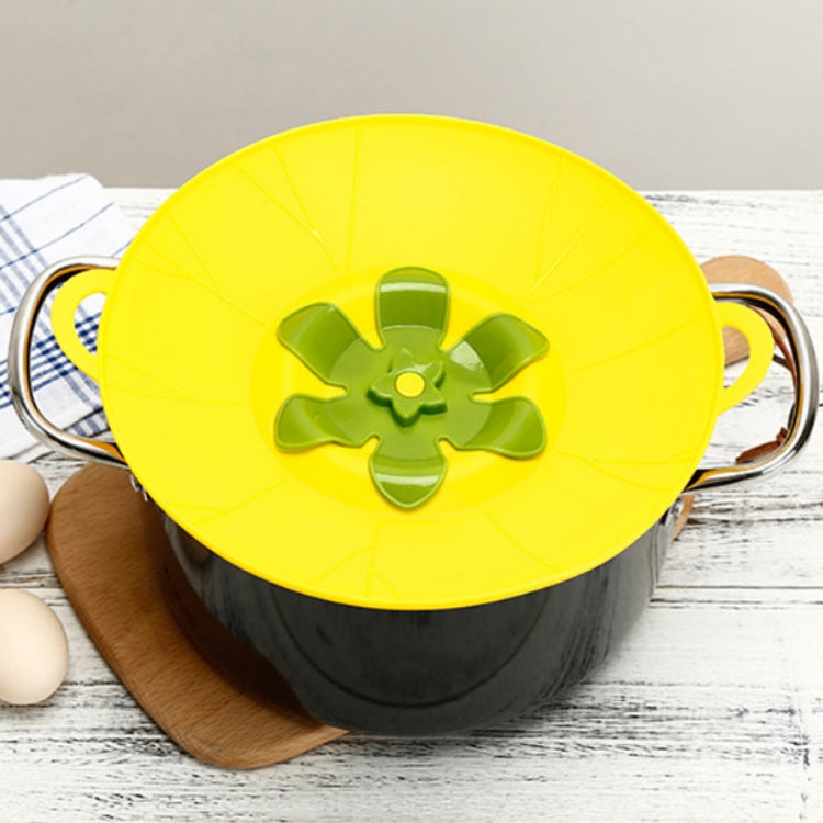 Silicone Flower Spill-proof Pot Lid Rotatable Pot Lid Kitchen Gadget, Size:, 23cm Yellow