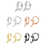 Brincos Esticados de Gato com Diamante em Prata Esterlina S925, Tamanhos:, Pequeno Banho de Platina, Grande Banho de Platina, Grande Banho de Ouro, Grande Banho de Ouro Preto, Grande Banho de Ouro Rosa