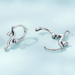 Brincos Esticados de Gato com Diamante em Prata Esterlina S925, Tamanhos:, Pequeno Banho de Platina, Grande Banho de Platina, Grande Banho de Ouro, Grande Banho de Ouro Preto, Grande Banho de Ouro Rosa
