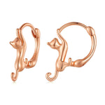 Brincos Esticados de Gato com Diamante em Prata Esterlina S925, Tamanhos:, Pequeno Banho de Platina, Grande Banho de Platina, Grande Banho de Ouro, Grande Banho de Ouro Preto, Grande Banho de Ouro Rosa