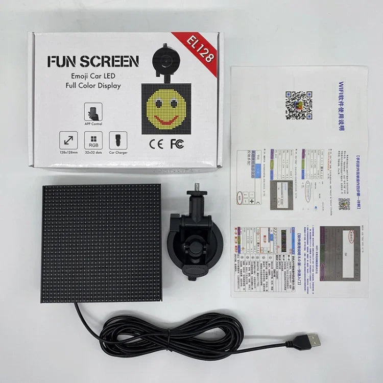 Ecrã LED para Carro P4-32x32 RGB a Cores Completas com Emoticons, Transmissão Sem Fios Wifi Personalizado, P4-32x32 RGB USB
