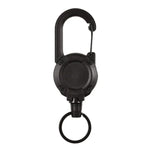 Mosquetão para Mochila com Carretel Retrátil para Cartões, Cabo de Aço Preto, Corda de Fibra Preta, Corda de Fibra Branca