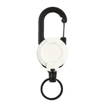 Mosquetão para Mochila com Carretel Retrátil para Cartões, Cabo de Aço Preto, Corda de Fibra Preta, Corda de Fibra Branca