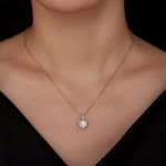 Colar de Prata Esterlina S925 Banhado a Ouro Branco com Zircónio Moissanite, MSN007