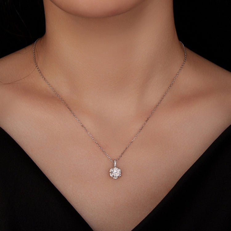 Colar de Prata Esterlina S925 Banhado a Ouro Branco com Zircónio Moissanite, MSN007