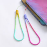 5 Unidades de Cordão para Telemóvel em Silicone com Padrão Tecido em Aquarela, Fita para Pen Drive, Flor de Cerejeira da Primavera, Neve de Inverno, Lama, Verde, Folha de Outono Amarela, Roxo Vermelho