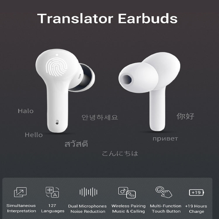 Auricular de Tradução Inteligente Bluetooth M6 Multi-país com Tradução Mútua Suporta 127 Línguas, M6 Branco