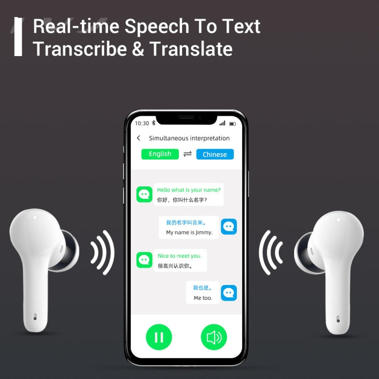Auricular de Tradução Inteligente Bluetooth M6 Multi-país com Tradução Mútua Suporta 127 Línguas, M6 Branco