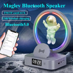 Coluna Bluetooth TWS Y-558 Astronauta com Levitacão Magnética e Luz RGB, Estilo:, Básico Dourado, Básico Prateado, Modelo Relógio Dourado, Modelo Relógio Prateado, Carregamento Sem Fios Dourado, Carregamento Sem Fios Prateado
