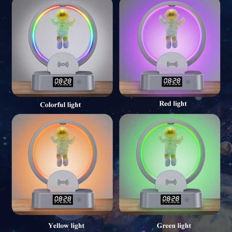Coluna Bluetooth TWS Y-558 Astronauta com Levitacão Magnética e Luz RGB, Estilo:, Básico Dourado, Básico Prateado, Modelo Relógio Dourado, Modelo Relógio Prateado, Carregamento Sem Fios Dourado, Carregamento Sem Fios Prateado