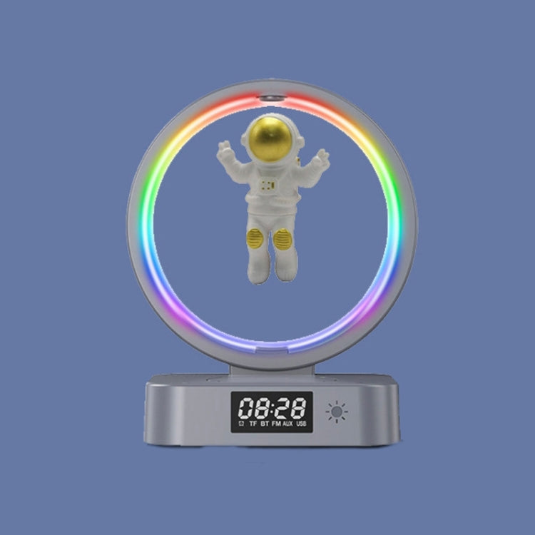 Coluna Bluetooth TWS Y-558 Astronauta com Levitacão Magnética e Luz RGB, Estilo:, Básico Dourado, Básico Prateado, Modelo Relógio Dourado, Modelo Relógio Prateado, Carregamento Sem Fios Dourado, Carregamento Sem Fios Prateado