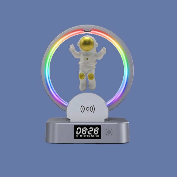 Coluna Bluetooth TWS Y-558 Astronauta com Levitacão Magnética e Luz RGB, Estilo:, Básico Dourado, Básico Prateado, Modelo Relógio Dourado, Modelo Relógio Prateado, Carregamento Sem Fios Dourado, Carregamento Sem Fios Prateado