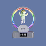 Coluna Bluetooth TWS Y-558 Astronauta com Levitacão Magnética e Luz RGB, Estilo:, Básico Dourado, Básico Prateado, Modelo Relógio Dourado, Modelo Relógio Prateado, Carregamento Sem Fios Dourado, Carregamento Sem Fios Prateado