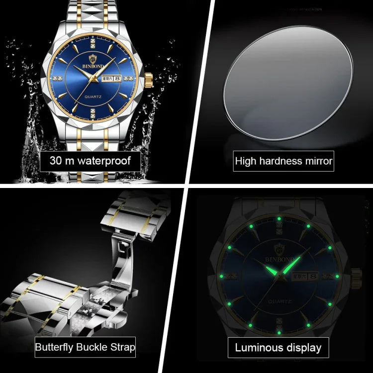 Relógio de Quartzo Multifuncional com Calendário Luminoso BINBONG B5552