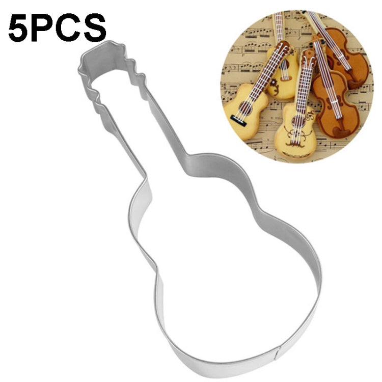 Molde para Biscoitos em Forma de Guitarra 5pcs Molde para Bolachas em Aço Inoxidável Fondant Mousse Círculo, Forma de Guitarra