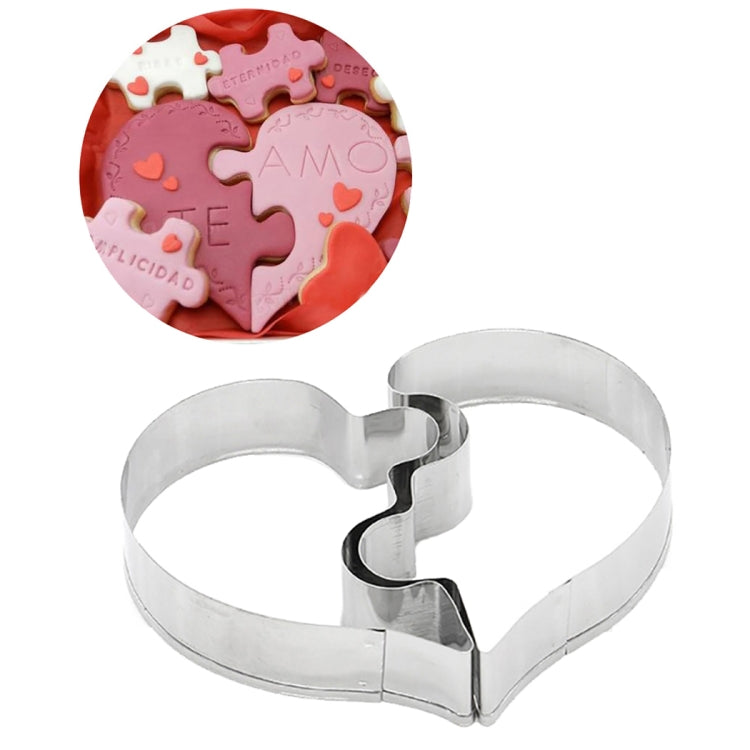 Molde para Biscoitos Puzzle de Amor Coração Esquerdo + Coração Direito, Forma de Coração
