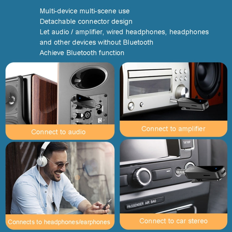 Receptor de Áudio Bluetooth 5.3 HiFi Y2 Conversor de Chamada Audio Lavalier 3,5mm Suporta Reprodução de Cartão TF, Y2