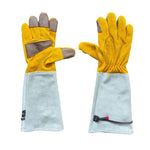 Luvas de Jardinagem Grossas em Pele Estendida, Luvas de Trabalho para Soldador, Dourado Branco L, Dourado Branco XL