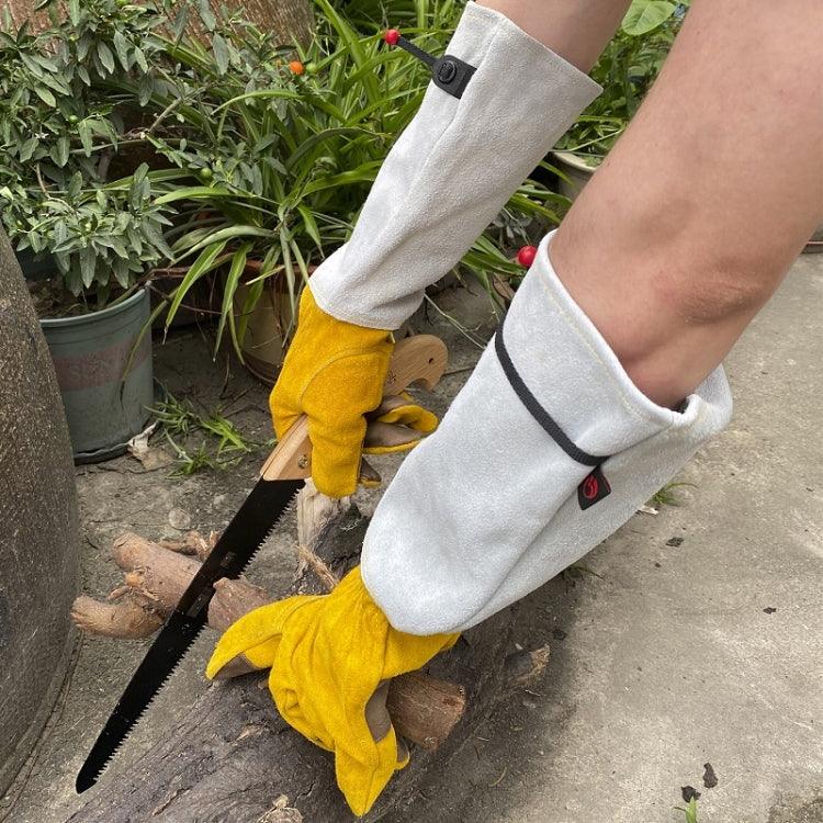 Luvas de Jardinagem Grossas em Pele Estendida, Luvas de Trabalho para Soldador, Dourado Branco L, Dourado Branco XL