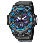 Relógio Masculino Esportivo Multifuncional à Prova de Água SMAEL 8008 para Exterior, Vermelho, Preto, Laranja, Verde Fluorescente, Azul Escuro, Verde Relva, Preto Dourado, Dourado Rosa, Preto Azul