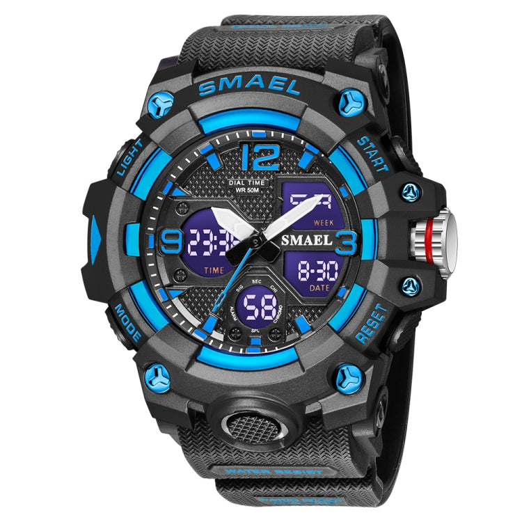 Relógio Masculino Esportivo Multifuncional à Prova de Água SMAEL 8008 para Exterior, Vermelho, Preto, Laranja, Verde Fluorescente, Azul Escuro, Verde Relva, Preto Dourado, Dourado Rosa, Preto Azul