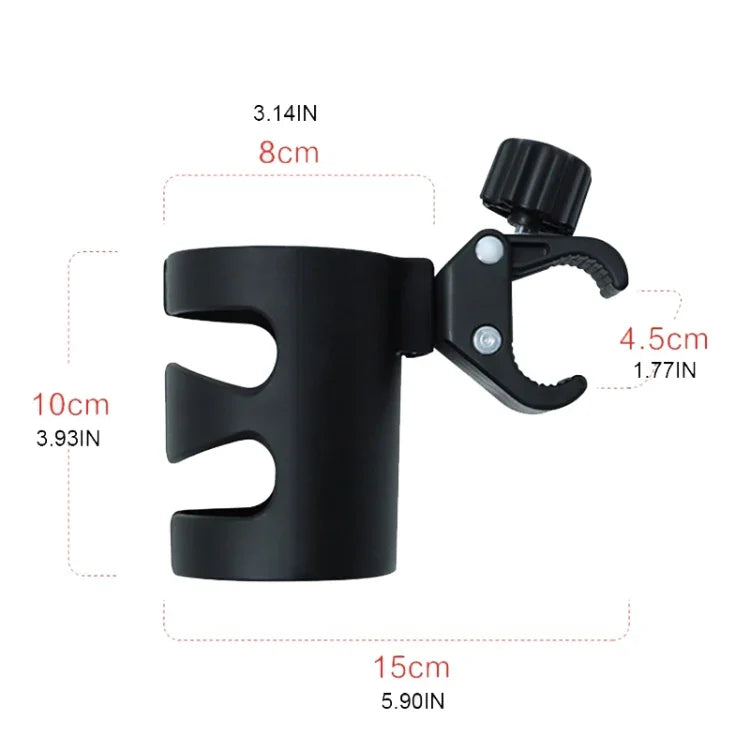Suporte Universal para Copos de Carrinho de Bebé com Rotação de 360 Graus, Suporte para Copos Preto