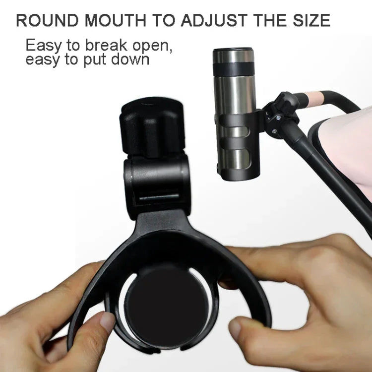 Suporte Universal para Copos de Carrinho de Bebé com Rotação de 360 Graus, Suporte para Copos Preto
