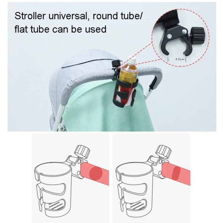 Suporte Universal para Copos de Carrinho de Bebé com Rotação de 360 Graus, Suporte para Copos Preto