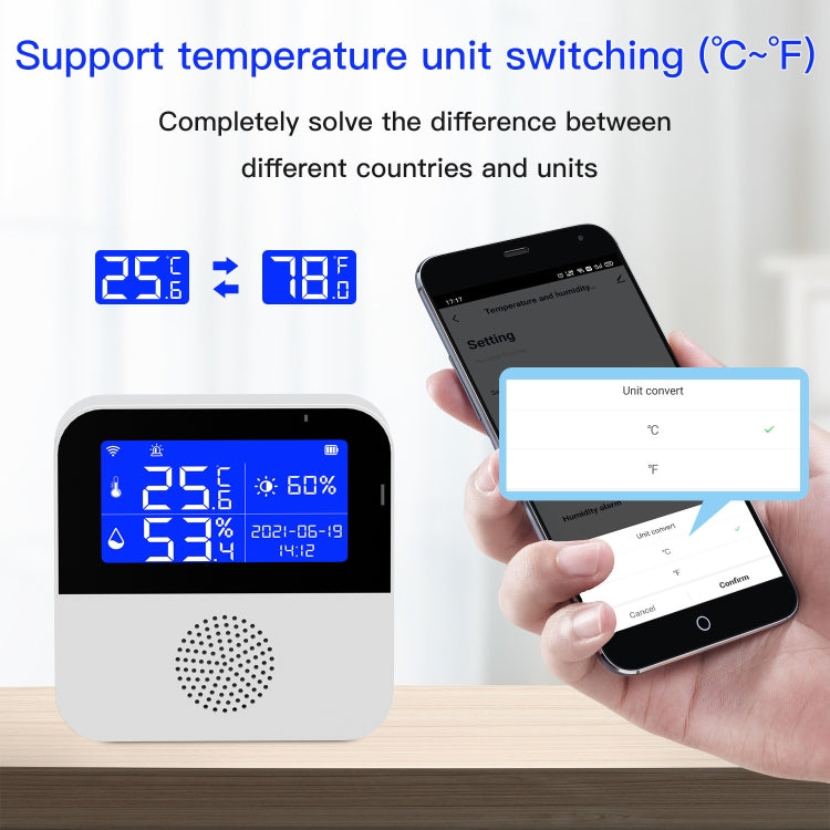 Sensor de Temperatura e Humidade WIFI Tuya com Ecrã LCD de 2,9 polegadas, Especificações:, Apenas Sensor, Com Cabo Sensor