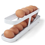 Caixa Automática de Armazenamento de Ovos para Frigorífico, Dispensador de Ovos em Plástico com Rolamento, Recipiente para Ovos, 2 Camadas