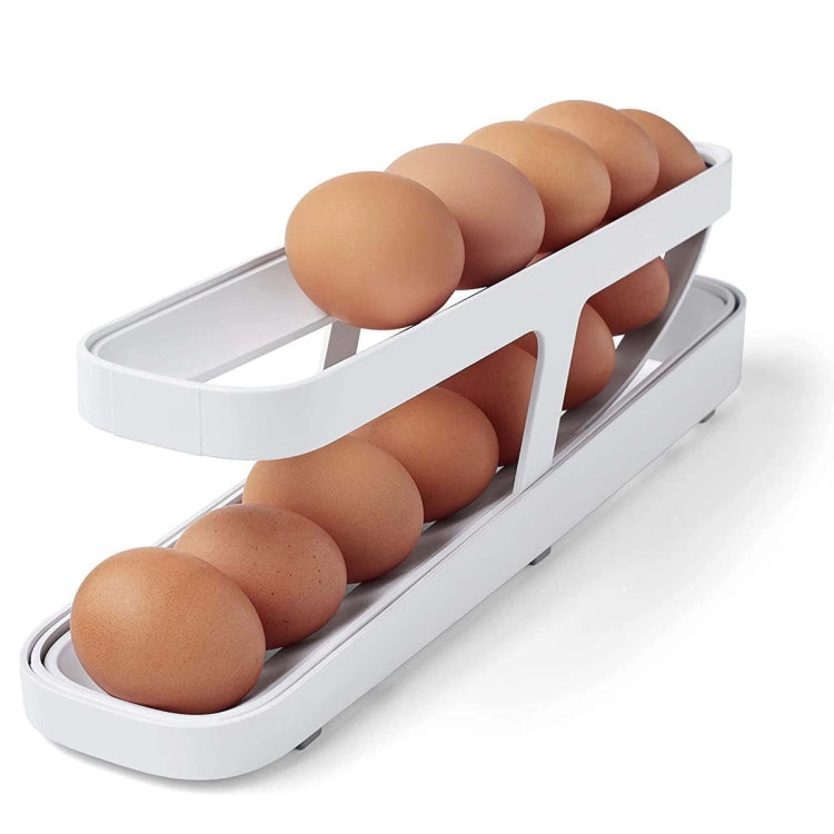 Caixa Automática de Armazenamento de Ovos para Frigorífico, Dispensador de Ovos em Plástico com Rolamento, Recipiente para Ovos, 2 Camadas