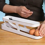 Caixa Automática de Armazenamento de Ovos para Frigorífico, Dispensador de Ovos em Plástico com Rolamento, Recipiente para Ovos, 2 Camadas