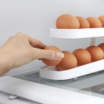 Caixa Automática de Armazenamento de Ovos para Frigorífico, Dispensador de Ovos em Plástico com Rolamento, Recipiente para Ovos, 2 Camadas