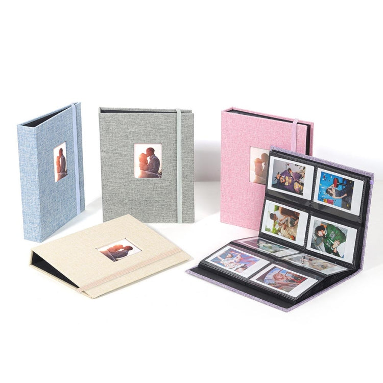 Álbum de Fotos de Algodão e Linho com 208 Bolsos de 3 polegadas, Porta Cartões Fotográficos, Caqui, Roxo, Cinzento, Rosa, Azul