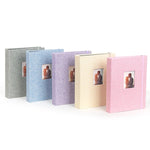 Álbum de Fotos de Algodão e Linho com 208 Bolsos de 3 polegadas, Porta Cartões Fotográficos, Caqui, Roxo, Cinzento, Rosa, Azul