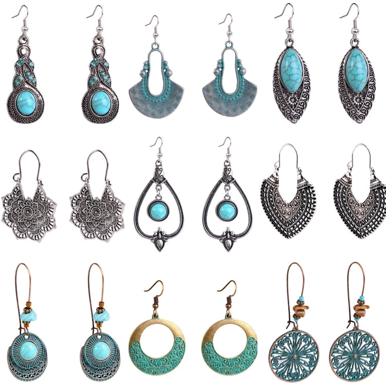 Brincos de Estilo Étnico Turquesa, Temperamento Simples Vintage, E2203-3, E2204-6, E2204-7