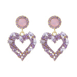 Brincos de Agulha de Prata com Amor, Brincos Simples, E2109-12 Diamante Roxo, E2109-13 Diamante Branco, E2112-9 Amor Assimétrico Dourado, E2112-10 Amor Assimétrico Branco K