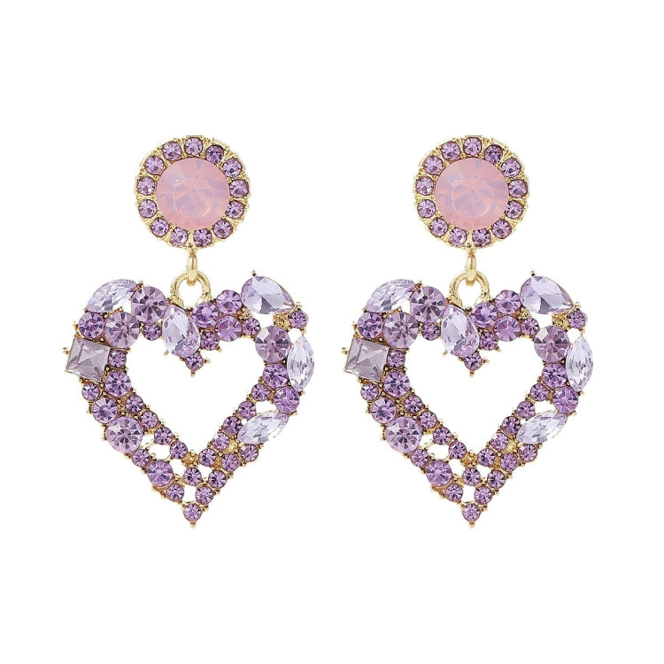 Brincos de Agulha de Prata com Amor, Brincos Simples, E2109-12 Diamante Roxo, E2109-13 Diamante Branco, E2112-9 Amor Assimétrico Dourado, E2112-10 Amor Assimétrico Branco K