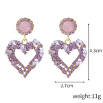 Brincos de Agulha de Prata com Amor, Brincos Simples, E2109-12 Diamante Roxo, E2109-13 Diamante Branco, E2112-9 Amor Assimétrico Dourado, E2112-10 Amor Assimétrico Branco K