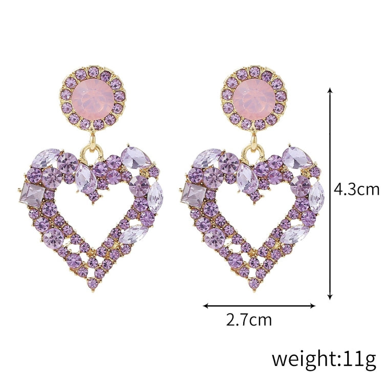 Brincos de Agulha de Prata com Amor, Brincos Simples, E2109-12 Diamante Roxo, E2109-13 Diamante Branco, E2112-9 Amor Assimétrico Dourado, E2112-10 Amor Assimétrico Branco K