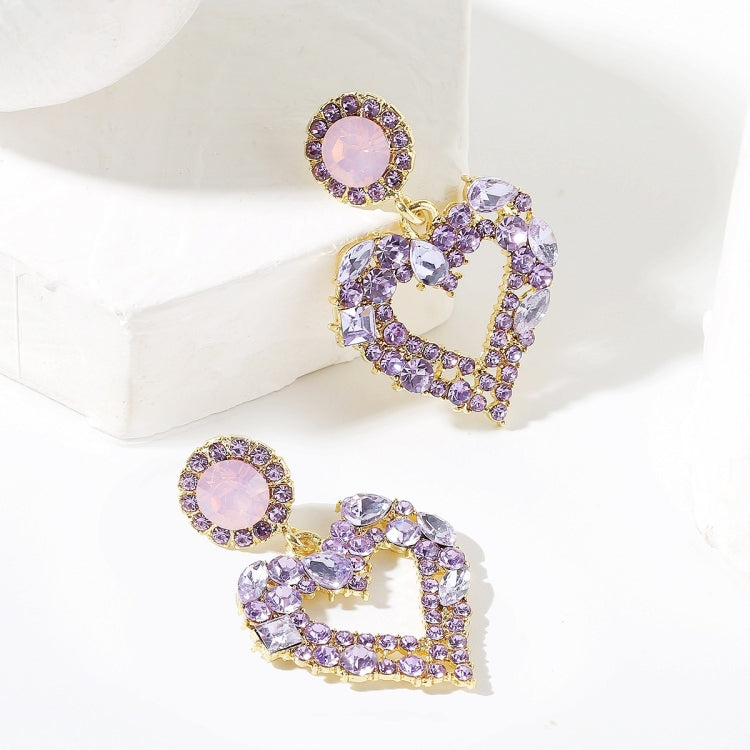 Brincos de Agulha de Prata com Amor, Brincos Simples, E2109-12 Diamante Roxo, E2109-13 Diamante Branco, E2112-9 Amor Assimétrico Dourado, E2112-10 Amor Assimétrico Branco K