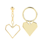 Brincos de Agulha de Prata com Amor, Brincos Simples, E2109-12 Diamante Roxo, E2109-13 Diamante Branco, E2112-9 Amor Assimétrico Dourado, E2112-10 Amor Assimétrico Branco K