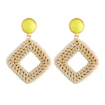 Bamboo Vine Handmade Woven Earrings Bosomia Style Earrings, E2002-1 Ear Hook Circle, E2002-2 Black Frame, E2002-3 Yellow Frame, E2002-4 Blue Frame, E2002-5 Knock Pattern Circle, E2002-6 Knock Pattern Deep Cake, E2002-7 Knock Pattern Water Drop