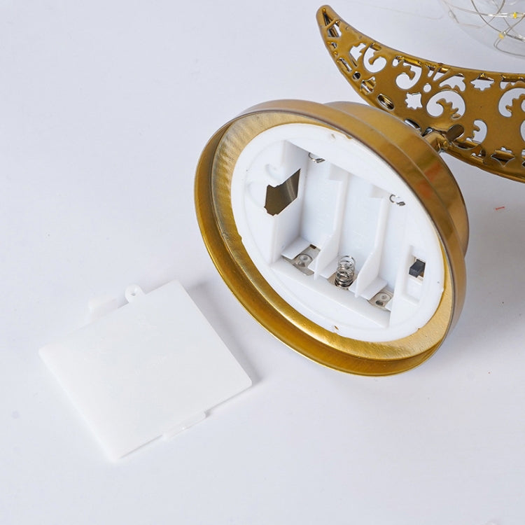 Lâmpada de Mesa de Quarto Atmosférica em Forma de Lua de Ferro Forjado com LED, Lua e Estrela, Lua e Estrela com Gancho