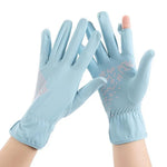 1 Par de Luvas de Condução de Verão, Fina, Anti-ultravioleta, de Seda Gelada, Antiderrapantes para Dedo, Tamanho Único