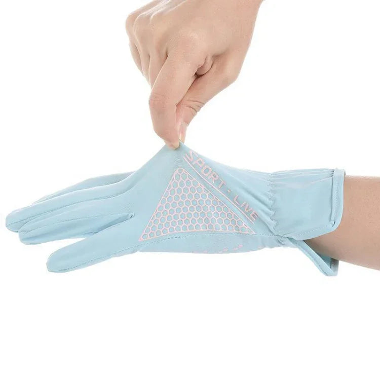 1 Par de Luvas de Condução de Verão, Fina, Anti-ultravioleta, de Seda Gelada, Antiderrapantes para Dedo, Tamanho Único