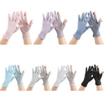 1pair Summer Sunscreen Breathable Thin Anti-ultraviolet Finger Fishing Ice Silk Gloves, Free Size
