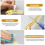 Fita para juntas de azulejos dourada 2,5cm x 5m, impermeável, PVC autocolante, Ouro, Prateado, Laser