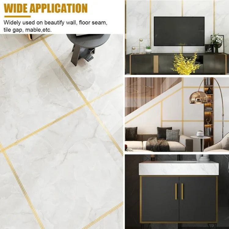 Fita para juntas de azulejos dourada 2,5cm x 5m, impermeável, PVC autocolante, Ouro, Prateado, Laser