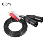 Cabo de Áudio Balanceado 2RCA para 2XLR Canon para Colunas, 0,5m, 1m, 1,5m, 3m